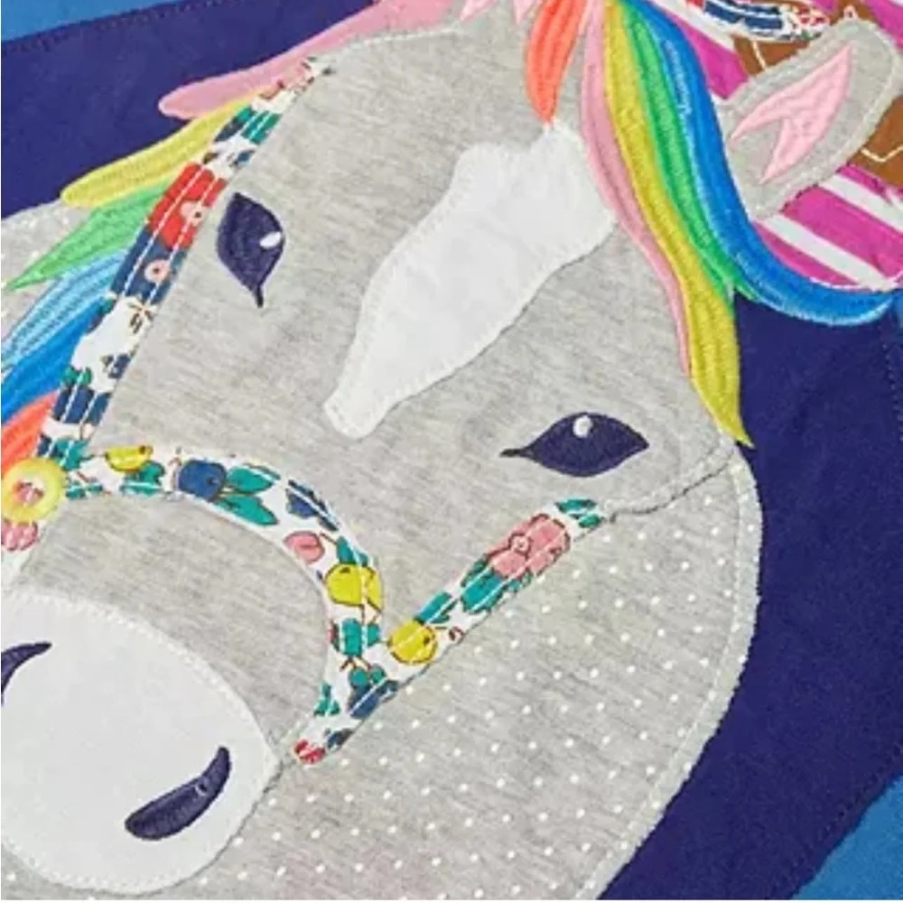 Mini Boden Horse Riding Applique Dress tromp l’oile illusion tunic - Picture 3 of 5